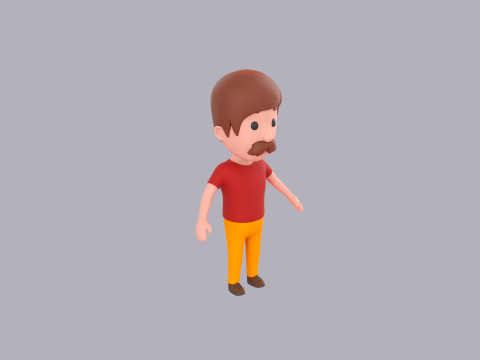 Cartoon Male Character Rigged 119 3D Модель