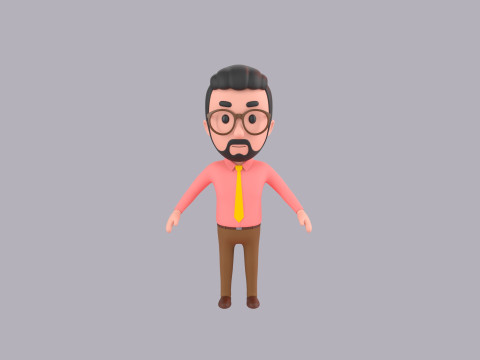 Cartoon Male Character Rigged 120 3D Model