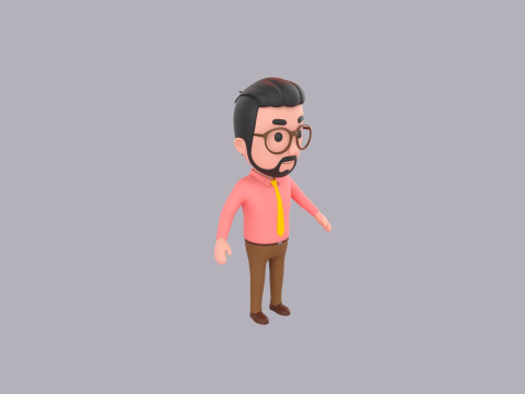 Cartoon Male Character Rigged 120 3D Model