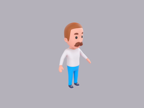 Cartoon Male Character Rigged 122 Model 3D