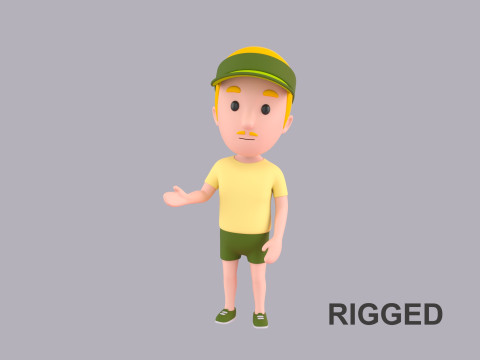 Cartoon Male Character Rigged 123 3D Model