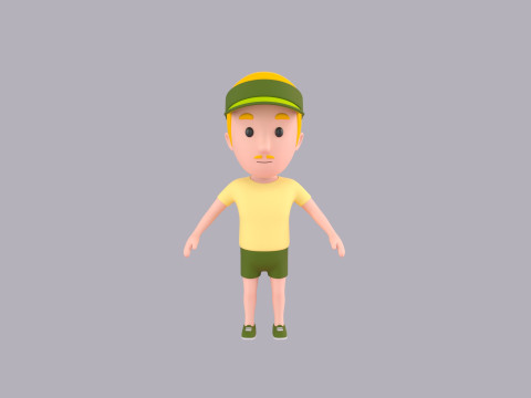 Cartoon Male Character Rigged 123 3Dモデル