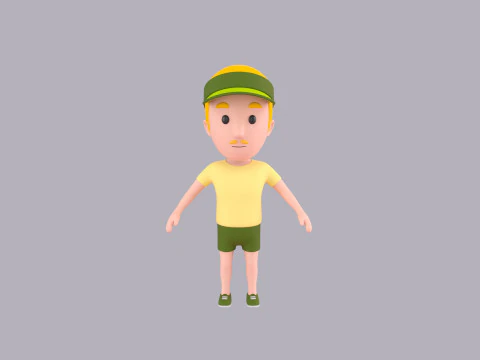 Cartoon Male Character Rigged 123 3D Model