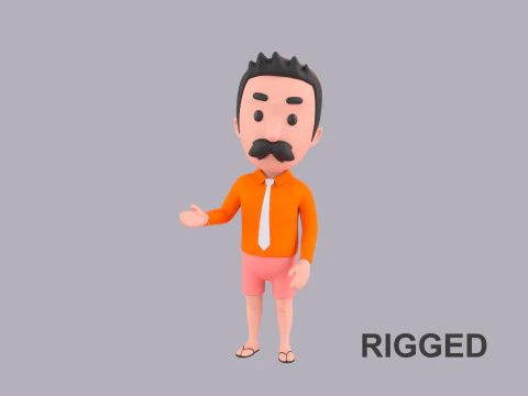 Cartoon Male Character Rigged 124 3D Model
