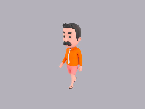 Cartoon Male Character Rigged 124 3D 模型