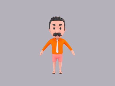 Cartoon Male Character Rigged 124 3D 模型