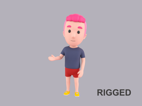Cartoon Male Character Rigged 125 3D Model