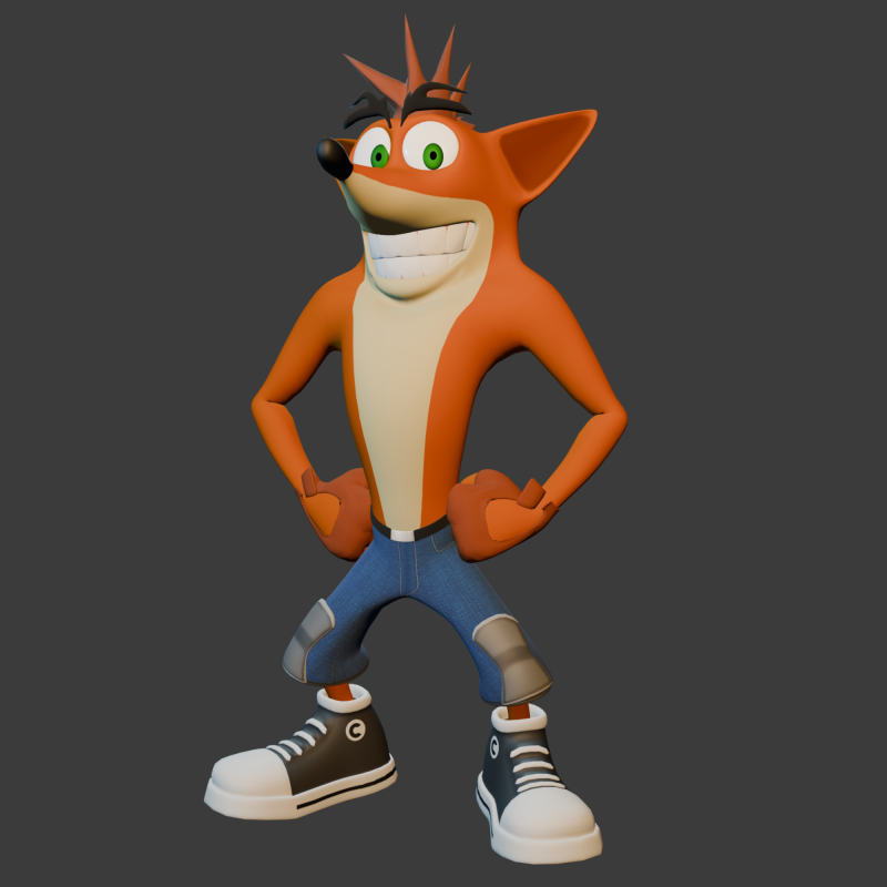 Crash Bandicoot Crash Twinsanity Desing Mesh Model 3D .c4d .max .obj .3ds .fbx .stl .blend 