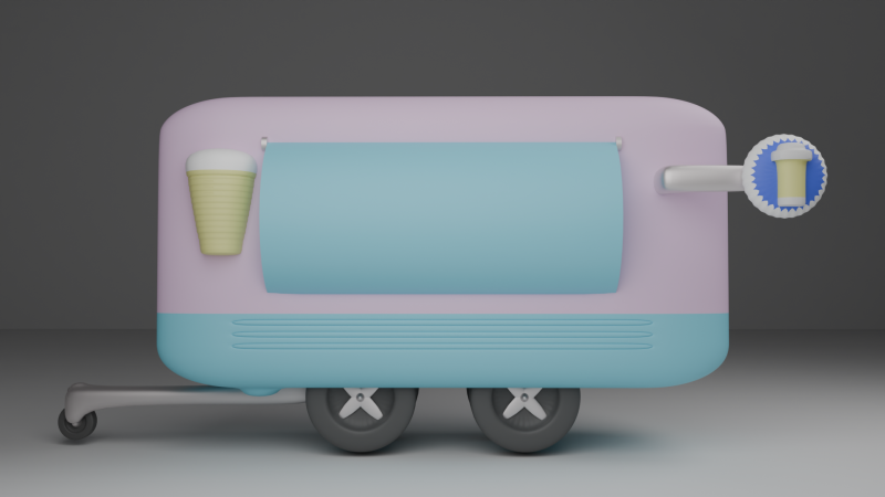 Foodtruck Coffee Ice Cream Low Poly 3D Model .c4d .max .obj .3ds .fbx .stl .blend 
