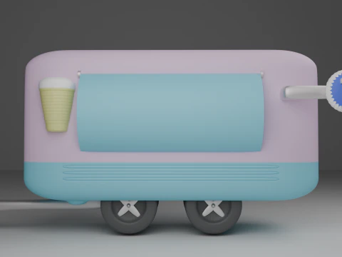 Foodtruck Caf&eacute; Helado Low Poly Modelo 3D