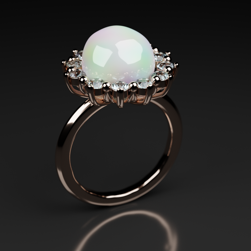Pearl ring 3D Model .c4d .max .obj .3ds .fbx .stl .blend 