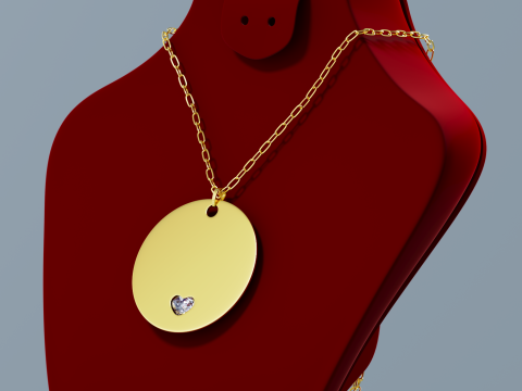 Jewelry stand and pendant with chain 3D 模型