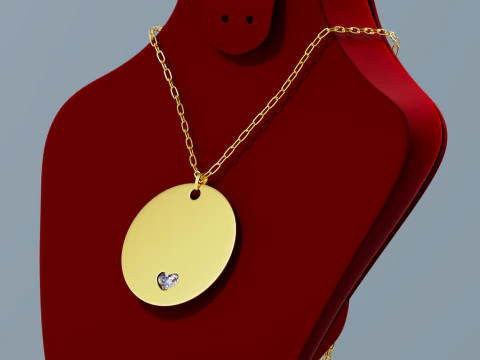 Jewelry stand and pendant with chain 3D Model
