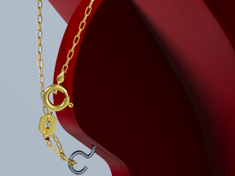 Jewelry stand and pendant with chain 3D 模型