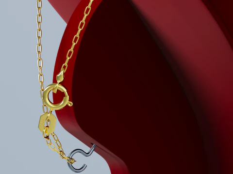 Jewelry stand and pendant with chain 3D Model