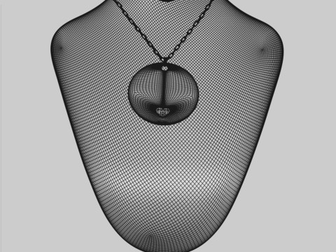 Jewelry stand and pendant with chain 3D 模型