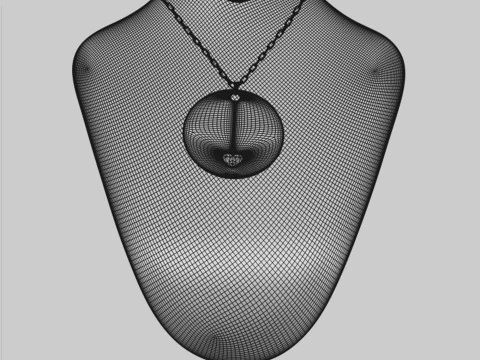 Jewelry stand and pendant with chain 3D Model
