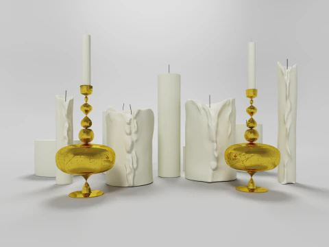 Candles and candlestick 3D Model