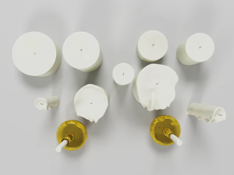 Candles and candlestick 3D Model