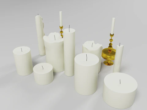 Candles and candlestick 3D Model