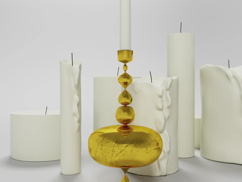 Candles and candlestick 3D Model