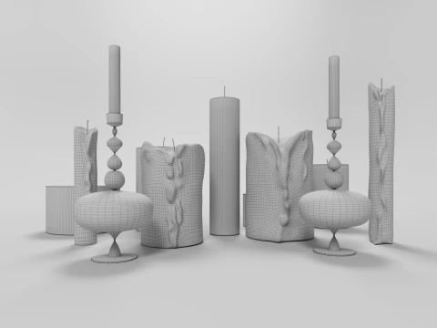 Candles and candlestick 3D Model