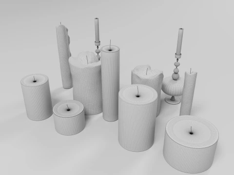 Candles and candlestick 3D Model