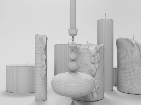 Candles and candlestick 3D Model
