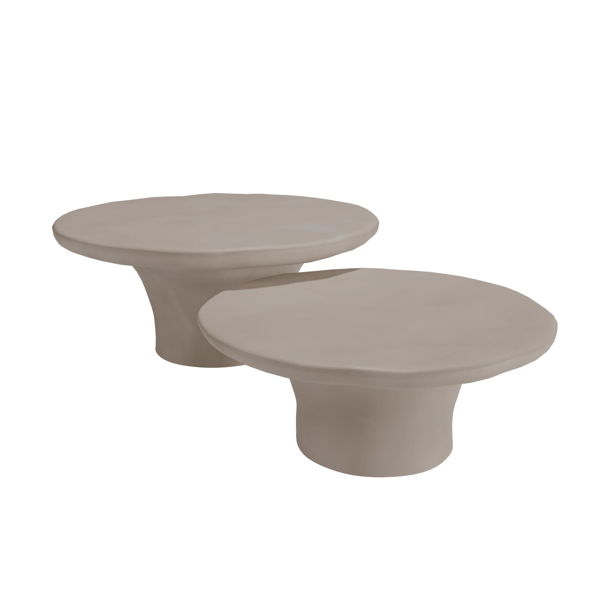 Pompeo Round Ivory Cast Resin Indoor-Outdoor Coffee Table2-Piece Small Large by CB2 3D Model .c4d .max .obj .3ds .fbx .stl .blend 