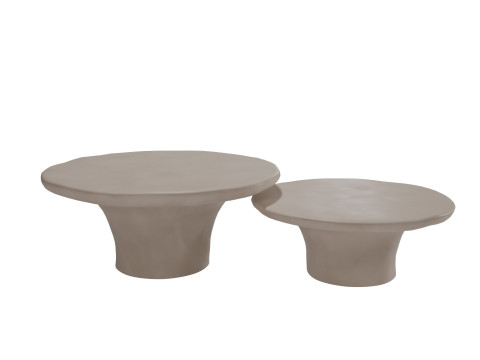 Pompeo Round Ivory Cast Resin Indoor-Outdoor Coffee Table2-Piece Small Large by CB2 3D Model