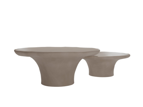 Pompeo Round Ivory Cast Resin Indoor-Outdoor Coffee Table2-Piece Small Large by CB2 3D Model