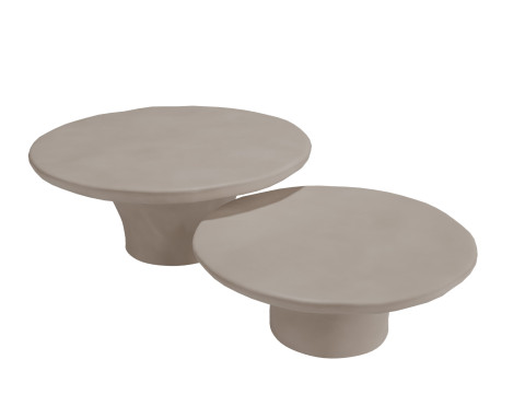 Pompeo Round Ivory Cast Resin Indoor-Outdoor Coffee Table2-Piece Small Large by CB2 3D Model