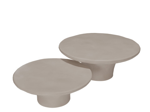 Pompeo Round Ivory Cast Resin Indoor-Outdoor Coffee Table2-Piece Small Large by CB2 3D Model