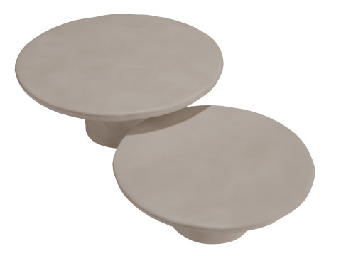 Pompeo Round Ivory Cast Resin Indoor-Outdoor Coffee Table2-Piece Small Large by CB2 3D Model