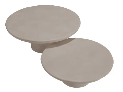 Pompeo Round Ivory Cast Resin Indoor-Outdoor Coffee Table2-Piece Small Large by CB2 3D Model