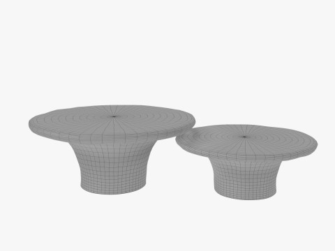 Pompeo Round Ivory Cast Resin Indoor-Outdoor Coffee Table2-Piece Small Large by CB2 3D Model