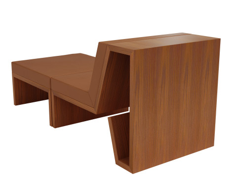 Continuous chair and ottoman by Fabiana Machado Atelier FM 3D 모델