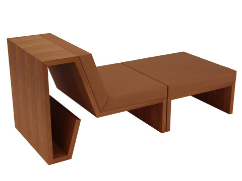 Continuous chair and ottoman by Fabiana Machado Atelier FM 3D 모델