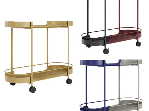 Taru metal bar cart by Westwing Modello 3D