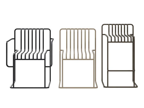 Diabla 烧烤餐厅扶手椅 餐椅高脚凳 3D 模型