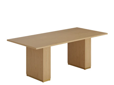Mesa de comedor Chelsea rectangular de madera de roble natural de TOV Furniture Modelo 3D