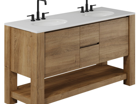 Graham Double Bathroom Vanity by Westelm Model 3D