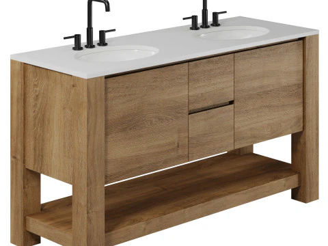 Graham Double Bathroom Vanity by Westelm 3D Model