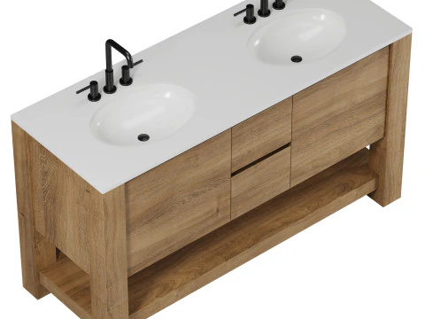Graham Double Bathroom Vanity by Westelm 3D Model