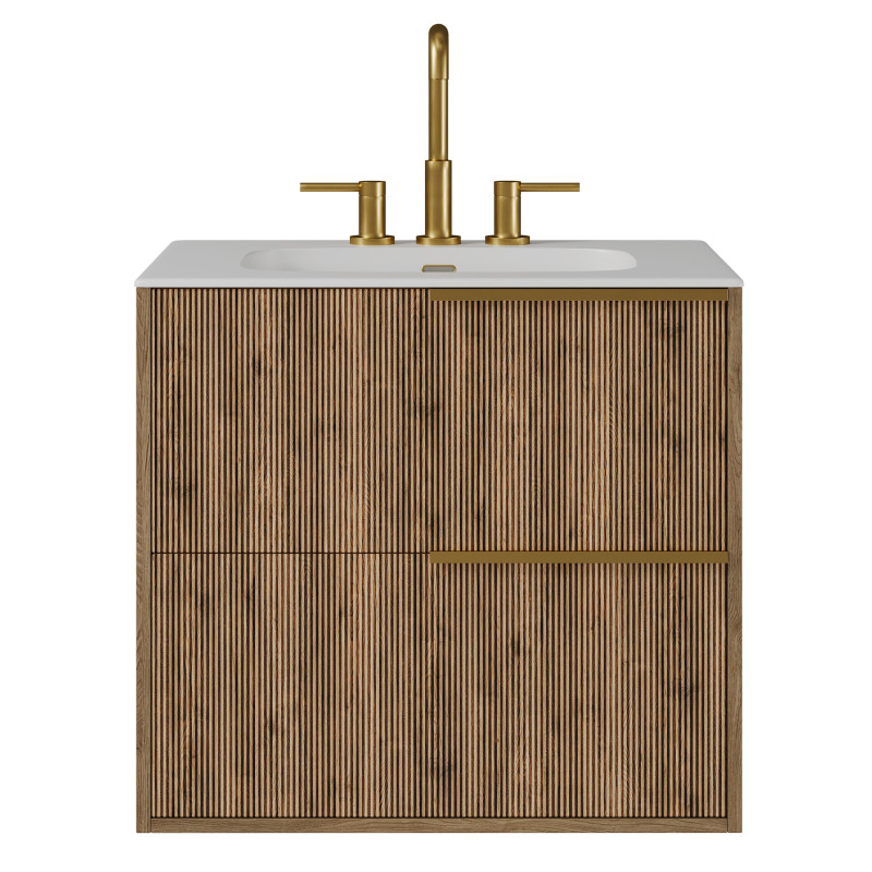 Kora Art Faux Fluted Single Vanity with Integrated White Ceramic Top Gold Handles by Tilebar Model 3D .c4d .max .obj .3ds .fbx .stl .blend 