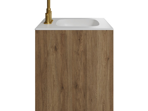 Kora Art Faux Fluted Single Vanity with Integrated White Ceramic Top Gold Handles by Tilebar Model 3D