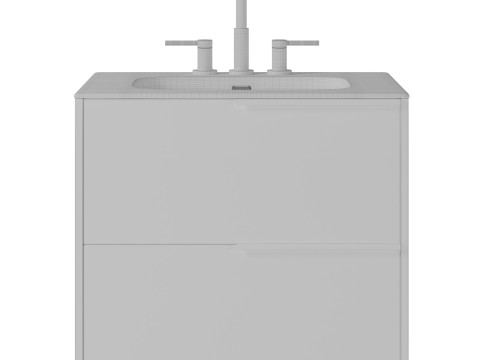 Kora Art Faux Fluted Single Vanity with Integrated White Ceramic Top Gold Handles by Tilebar Model 3D