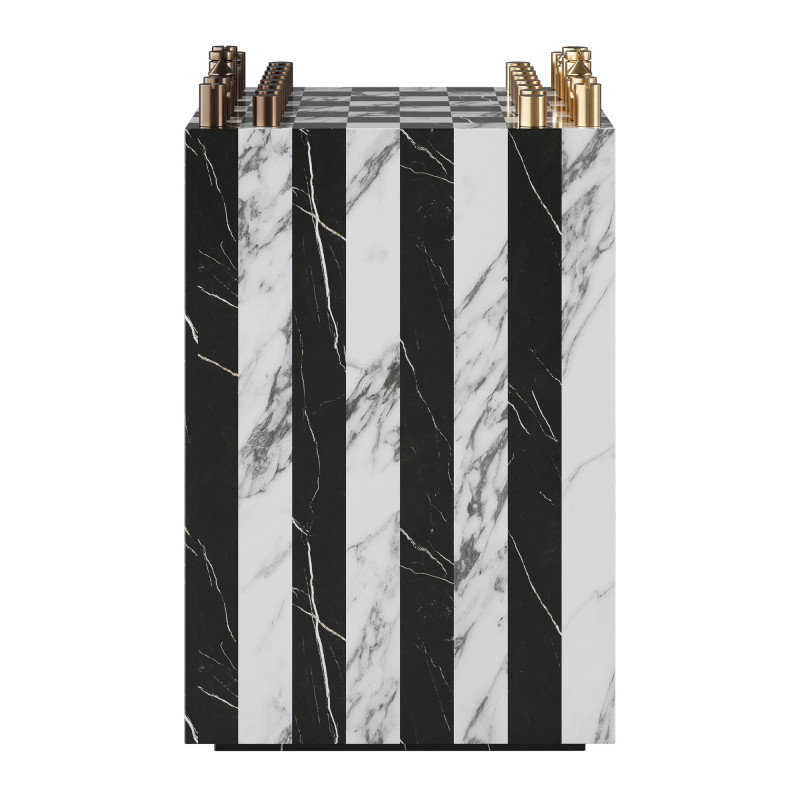 Fori Black and White Game Side Table with Brass Chess Set by CB2 3D Model .c4d .max .obj .3ds .fbx .stl .blend