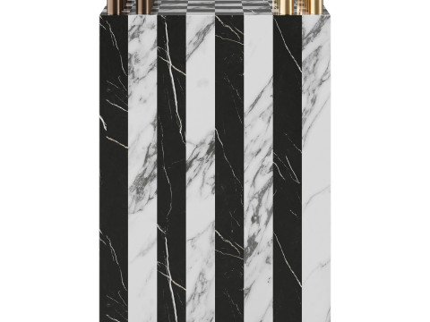 Fori Black and White Game Side Table with Brass Chess Set by CB2 3D Model