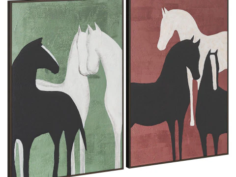 Contrast and Blend painting on canvas in a wooden frame by Agave for Westwing 3D Model